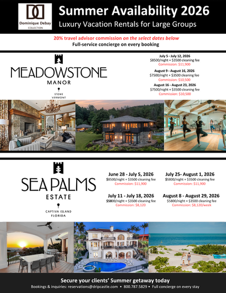 Summer Offer at Meadowstone Manor and Sea Palms Estate