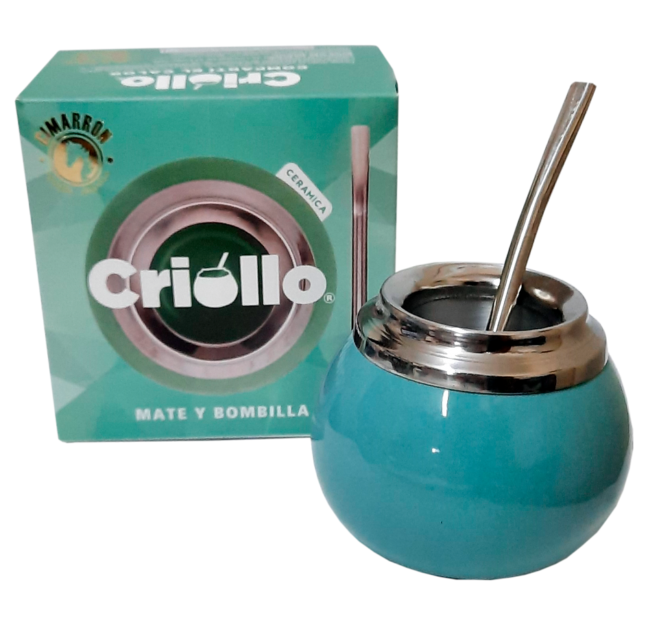 Miniatura: MATE DE CERAMICA PREMIUM C/VIROLA DE AC INOX // C/BOMBILLA // EN CAJITA