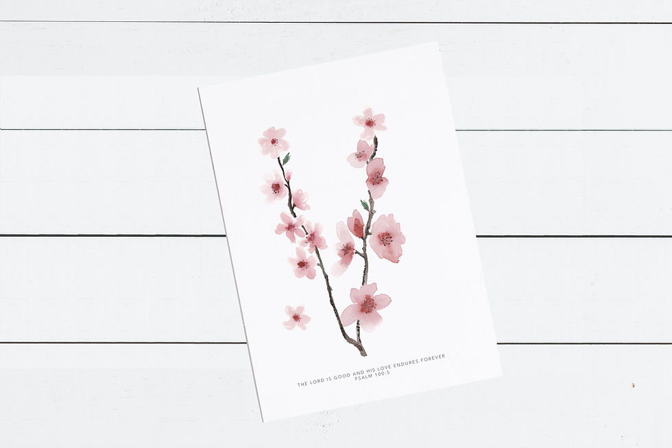 Thumbnail: Cherry Blossom Print - Psalm 100:5