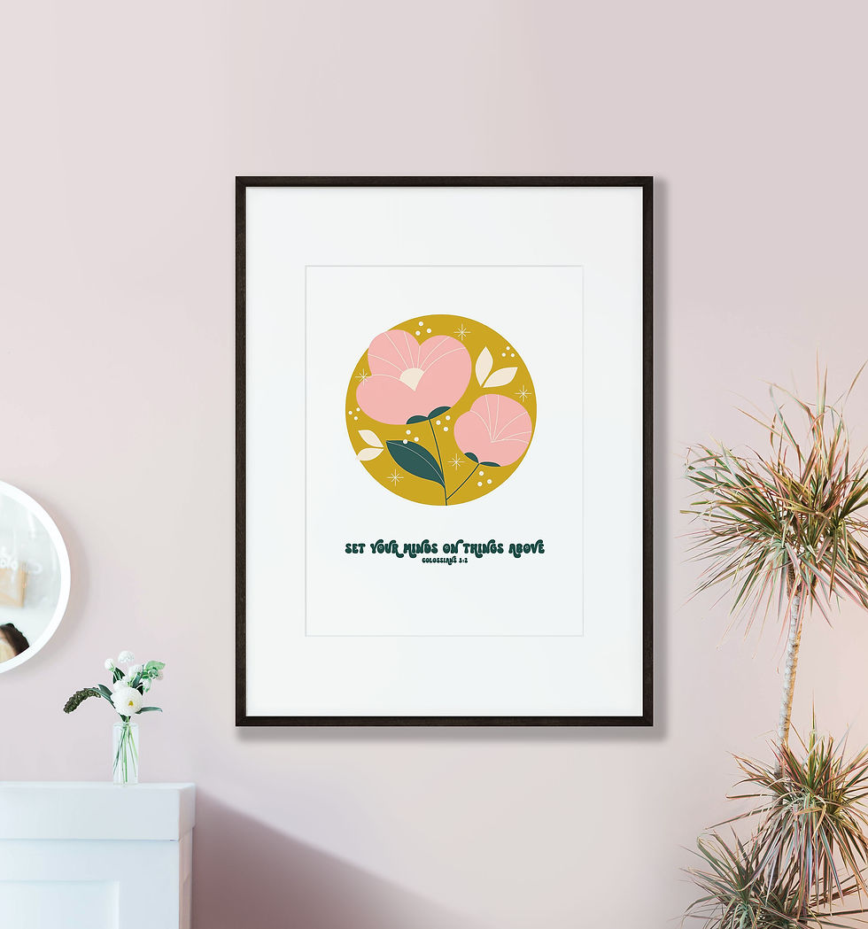 Thumbnail: Set Your Minds On Things Above Floral Retro Art Print - Colossians 3:2