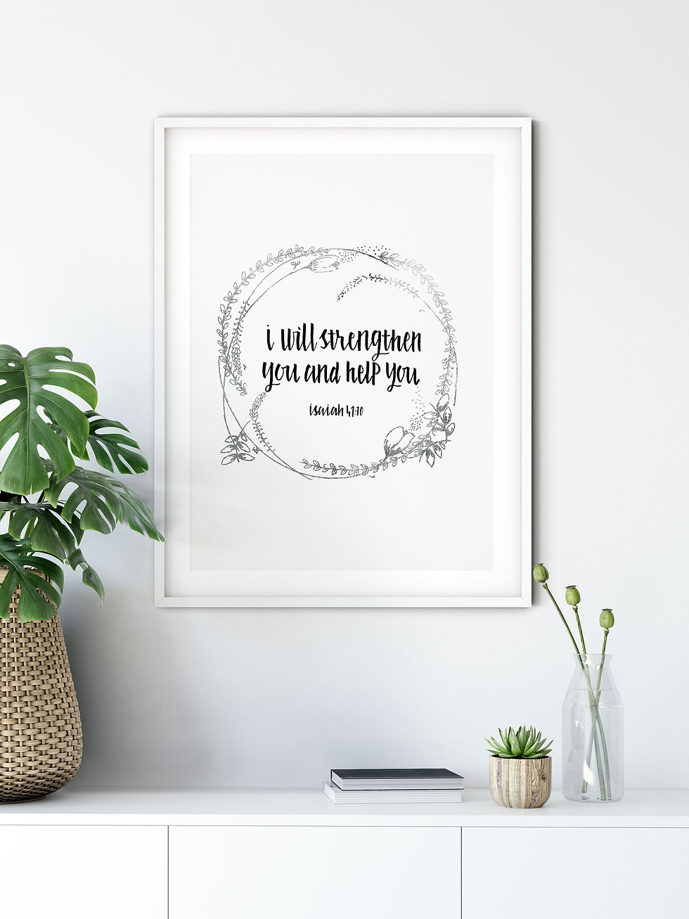 Thumbnail: Christian Bible Verse Faith Print - I Will Strengthen You - Isaiah 41:10