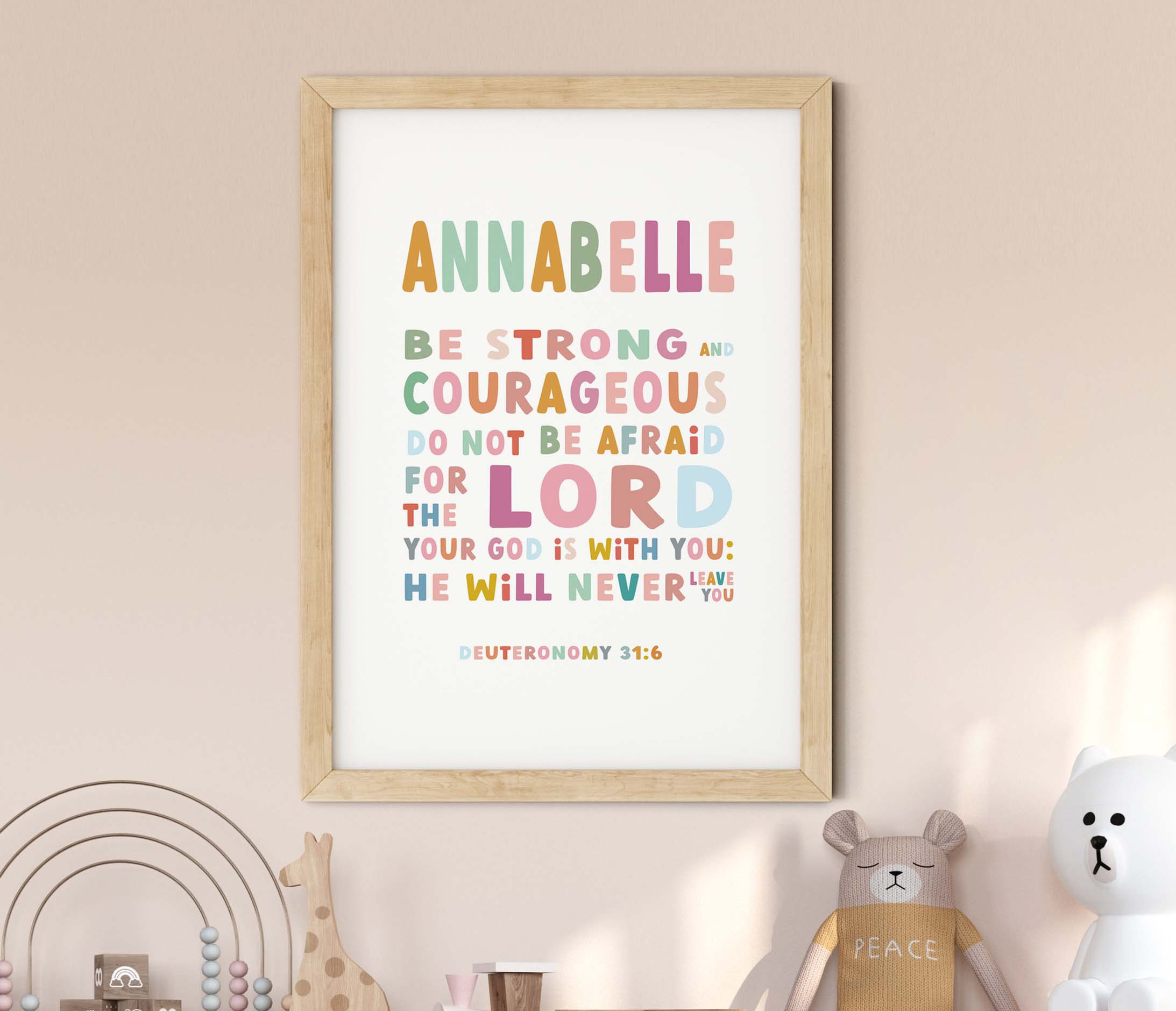 Be Strong And Courageous Colourful Print - Deuteronomy 31:6