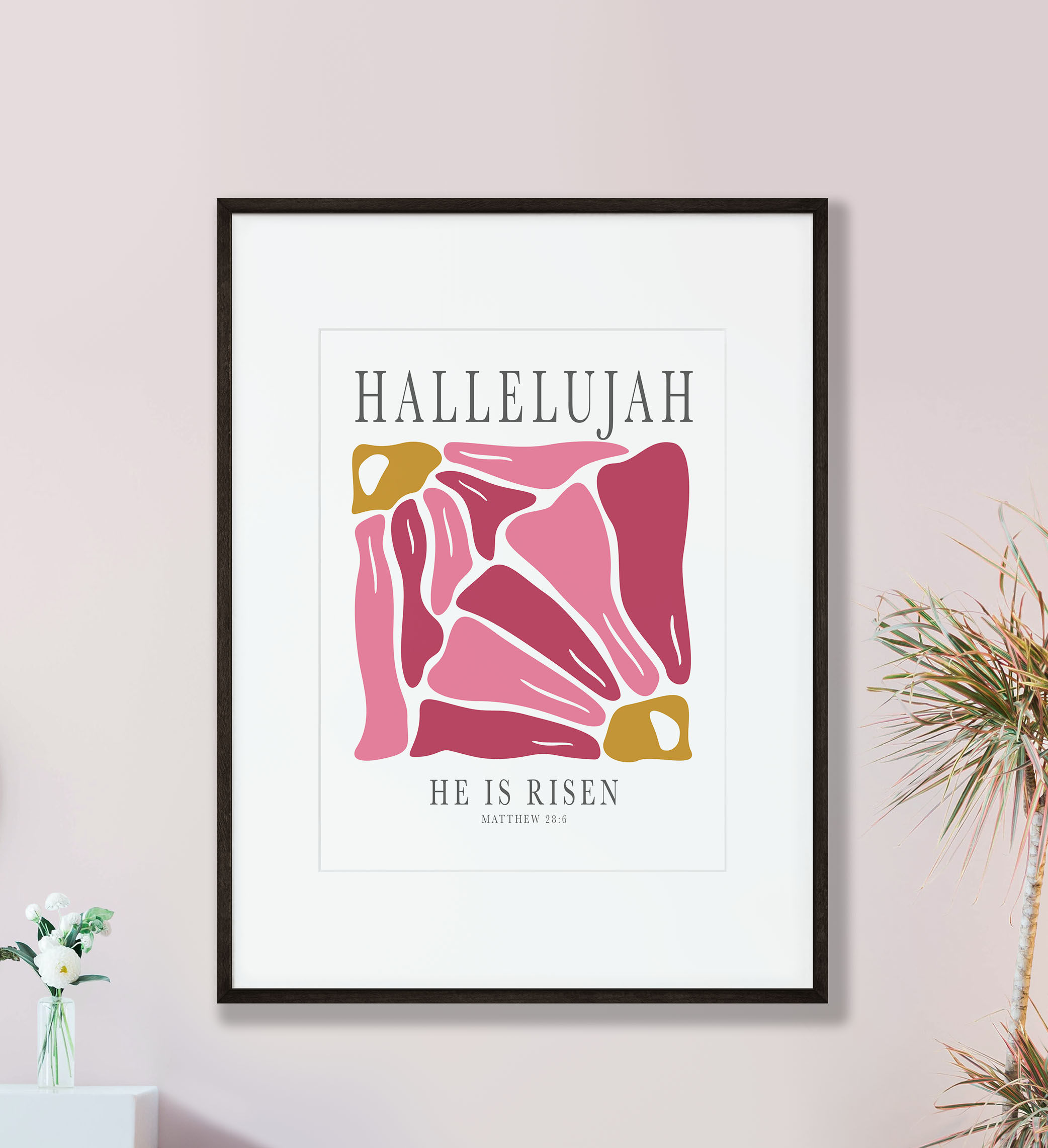 Hallelujah, He Is Risen Easter Retro Christian Art Print - Matthew 28:6
