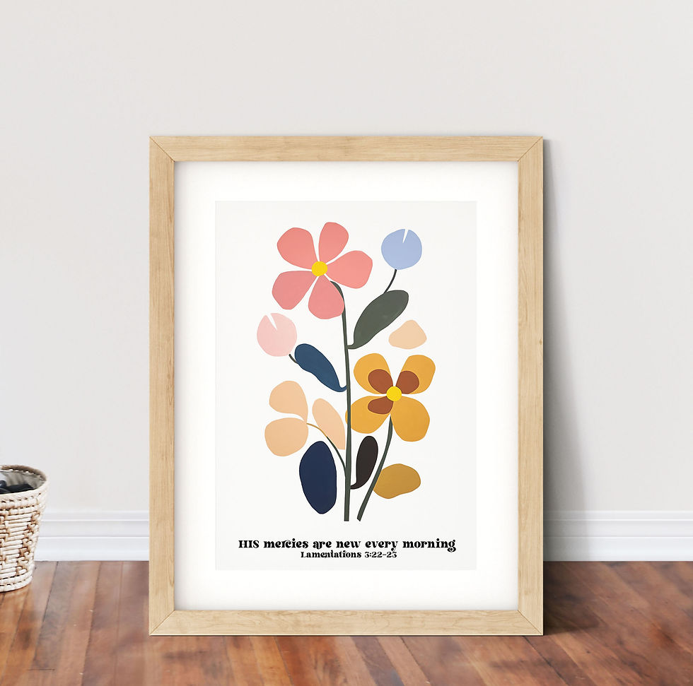 Thumbnail: His Mercies Are New Every Morning Retro Floral Print - Lamentations 3:22-23