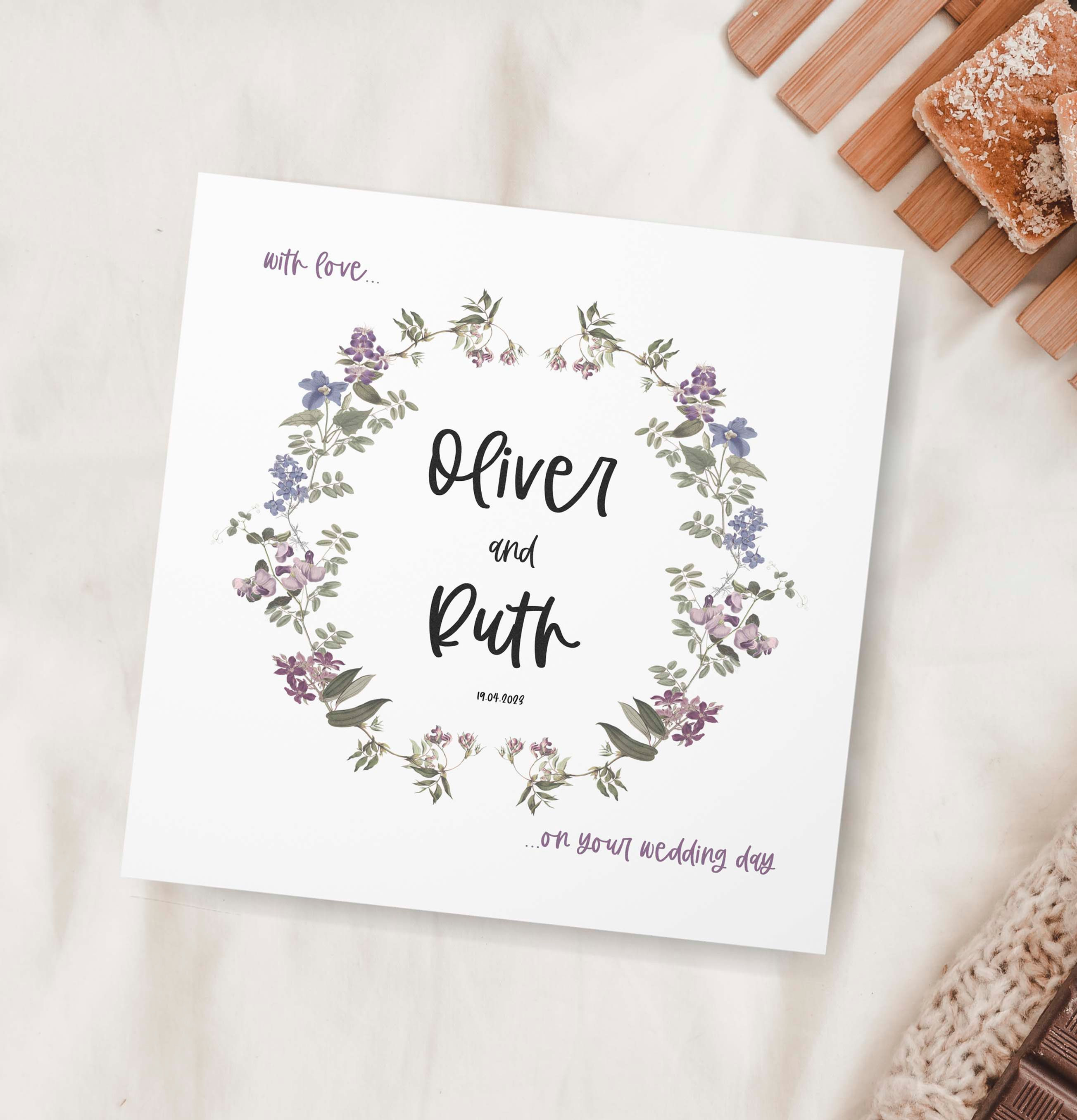 Bride And Groom Floral Wedding Card - Ephesians 4:2