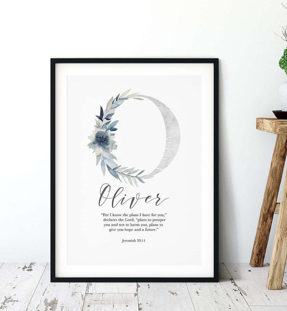 Thumbnail: For I Know The Plans I Have For You Initial Indigo  Print - Jeremiah 29:1