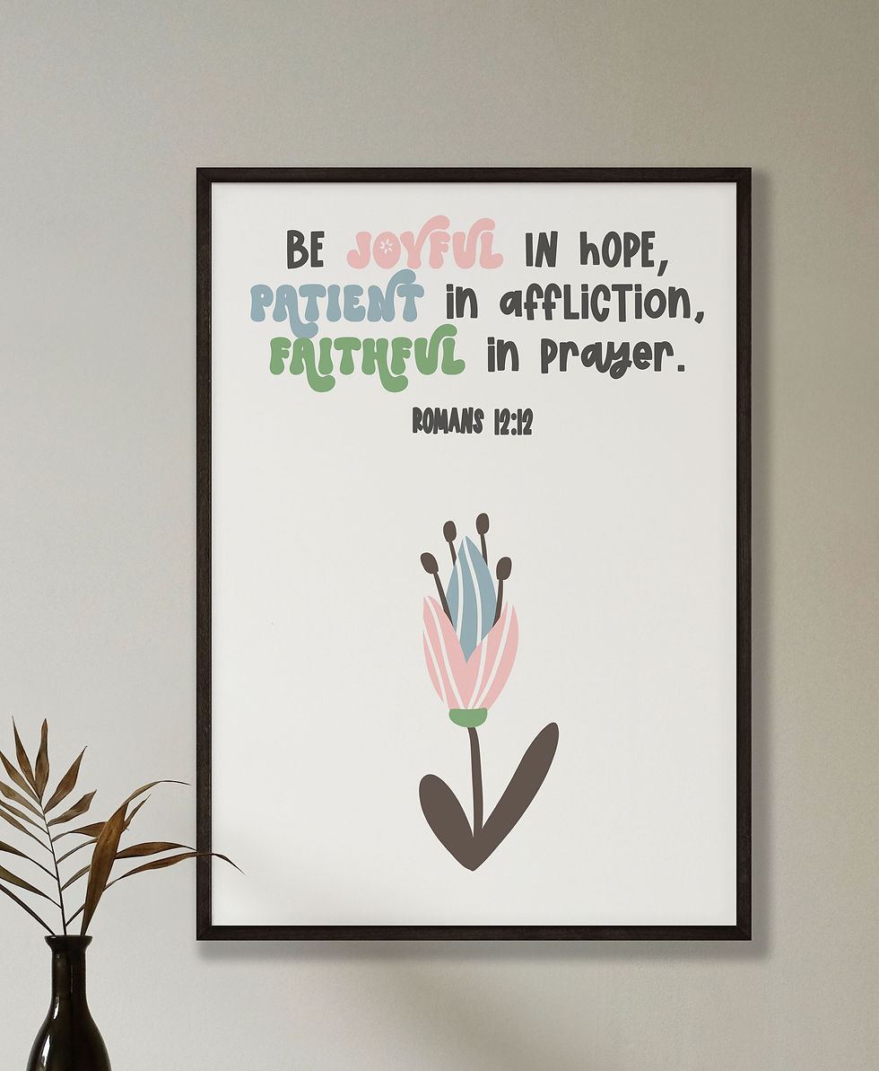 Thumbnail: Be Joyful In Hope Retro Floral Art Print - Romans 12:12