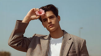 model in aesthetic clothing incooperate it with a flowers in hand refelctive (1).jpg