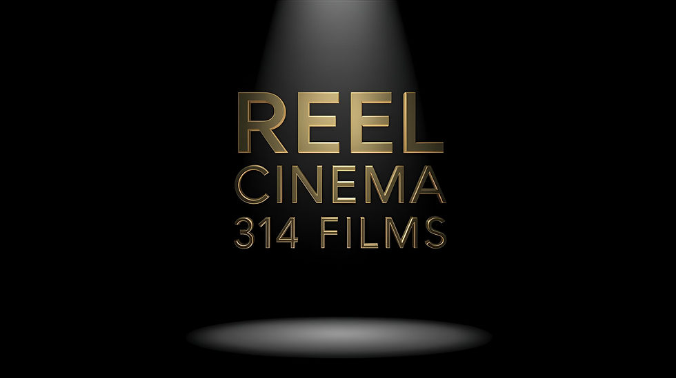 _REEL Cinema 314 Films_ professional fold lettering on a pitch black background but with a