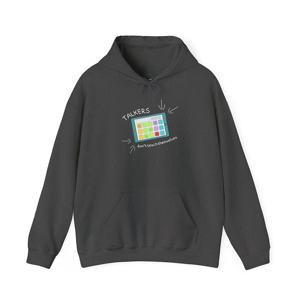 Miniatura: "Talkers Don't Teach Themselves" AAC-Adult Unisex Soft Hooded Sweatshirt-Dark