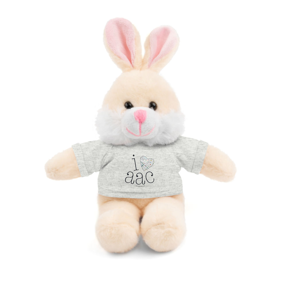 Thumbnail: Plush Animal Friends with "I Heart AAC" T-Shirt - 6 Animals to Choose From