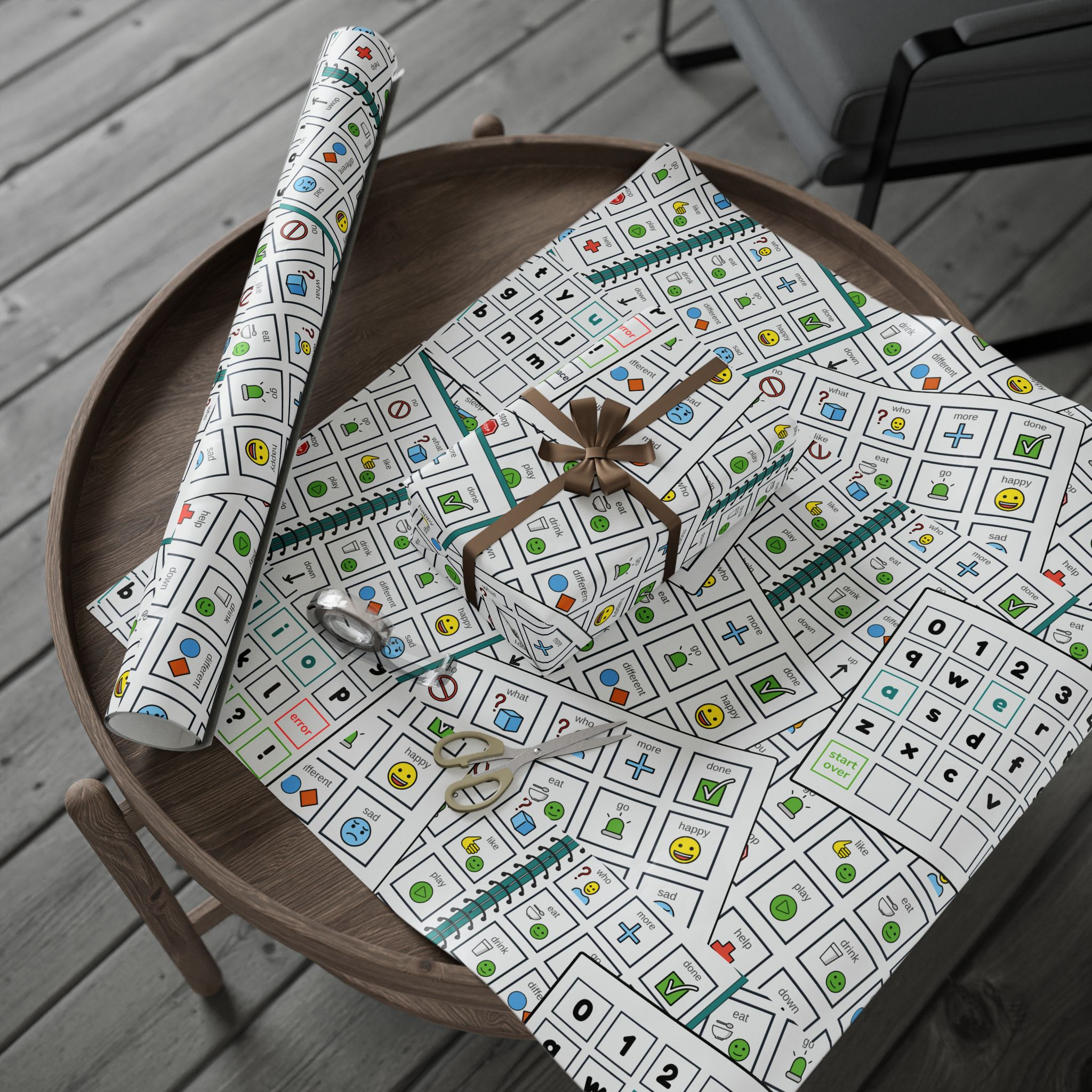 AAC Wrapping Paper/Bulletin Board Paper - Symbol Grid Pattern