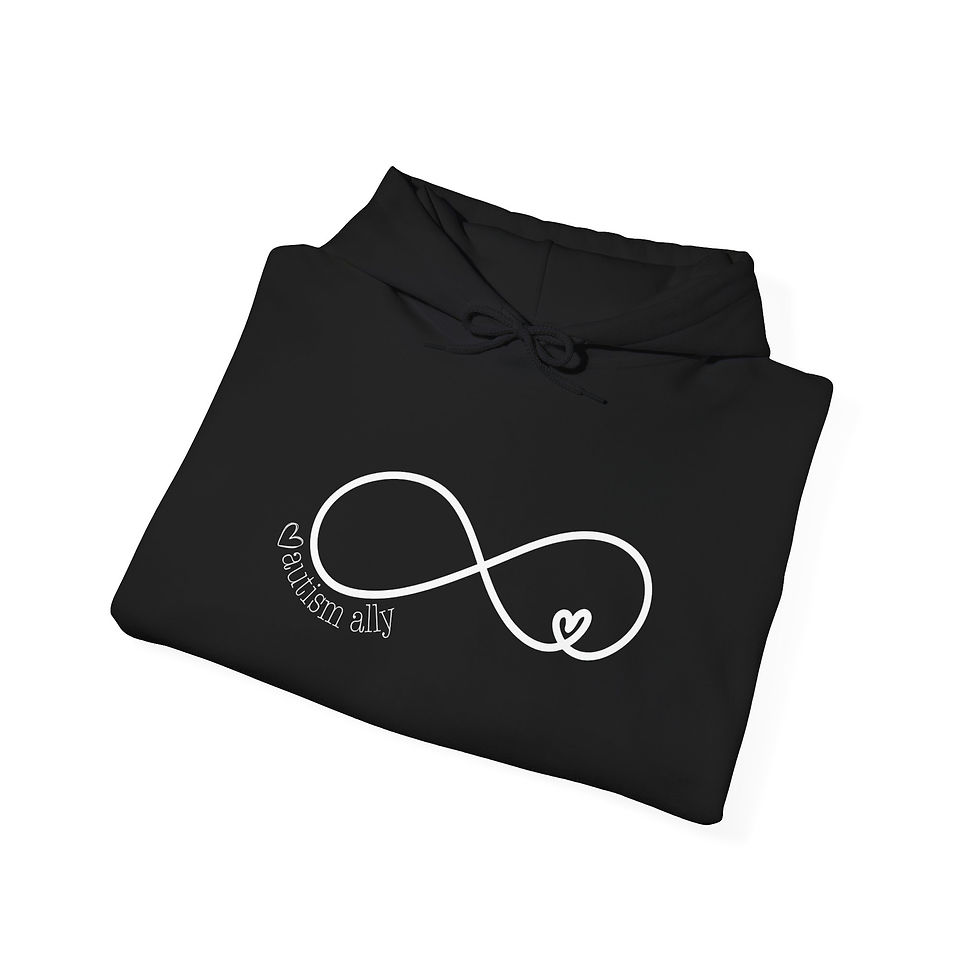 Thumbnail:  "Autism Ally" - Adult Unisex Hooded Sweatshirt - Dark with White Autism Graphic