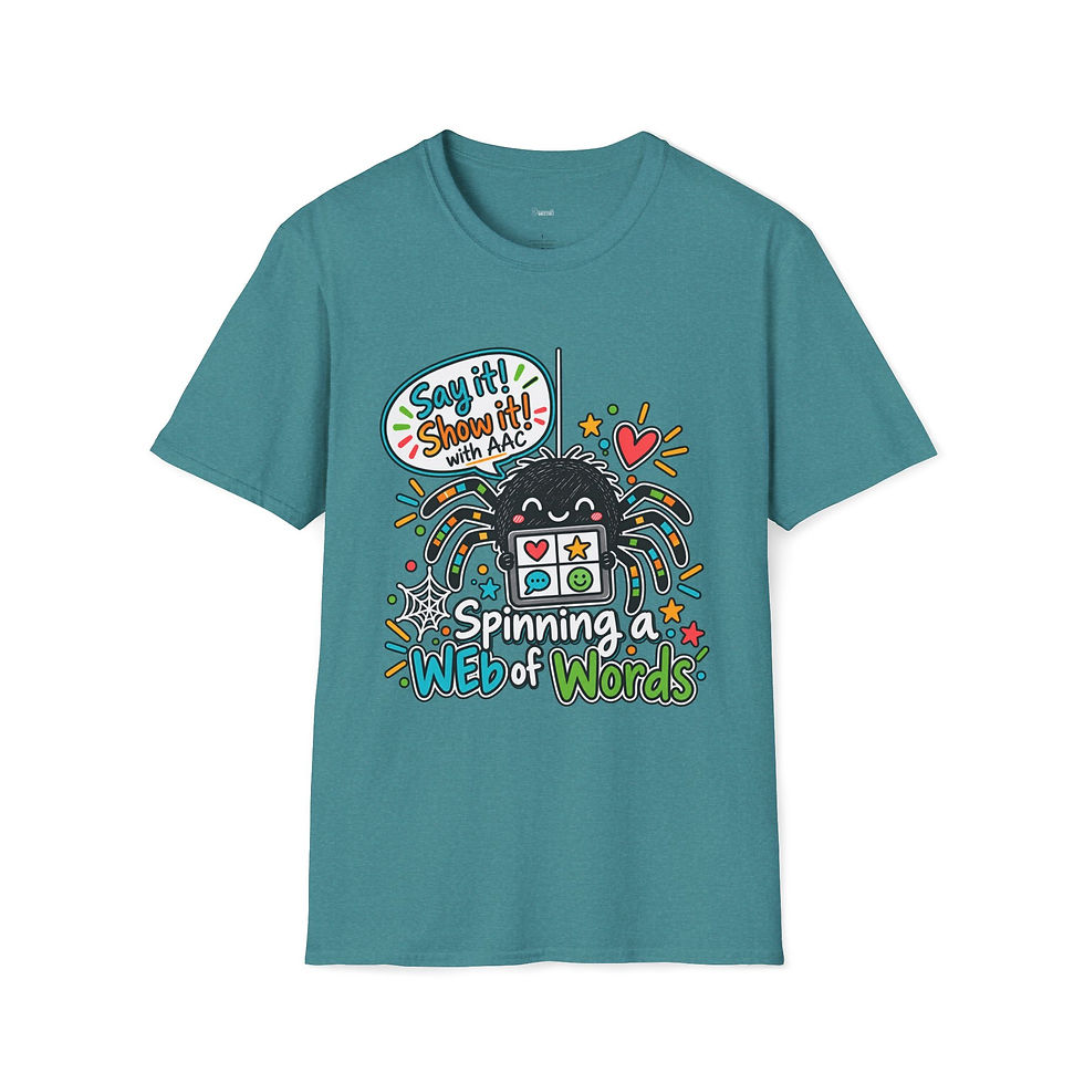 Thumbnail: "Spinning a Web of Words" AAC - Adult Unisex Soft T-Shirt-Various Colors