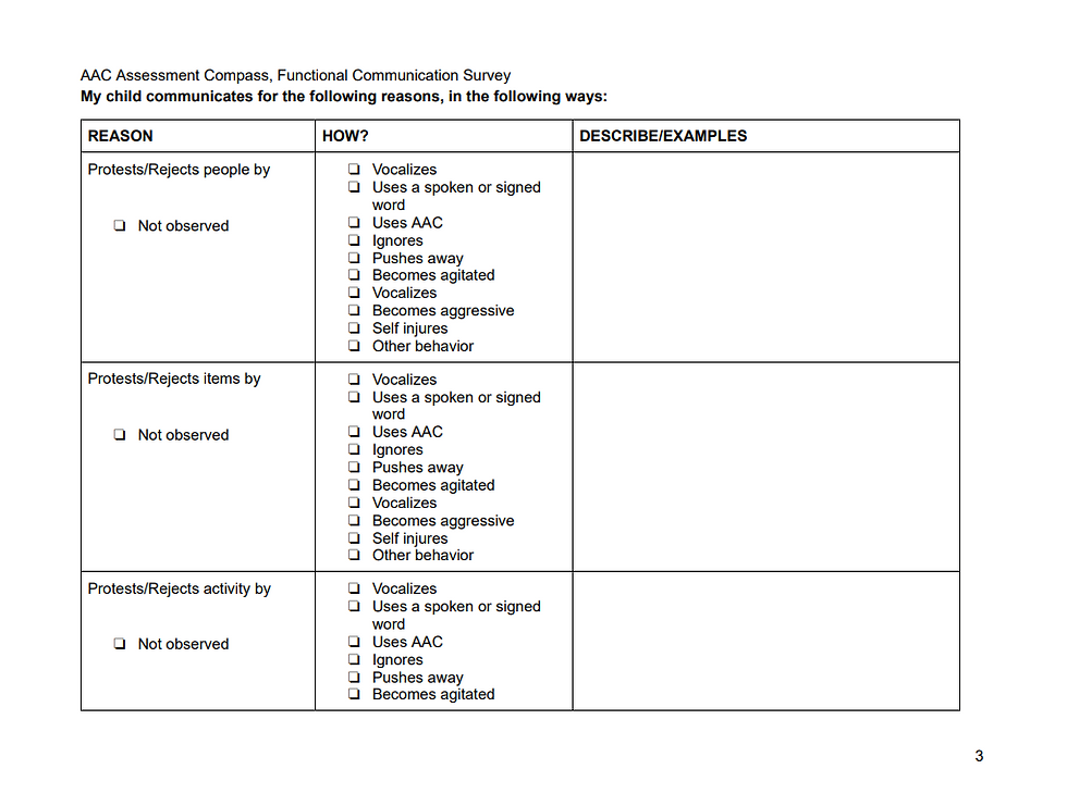 Thumbnail: Functional Communication Survey for AAC Assessment