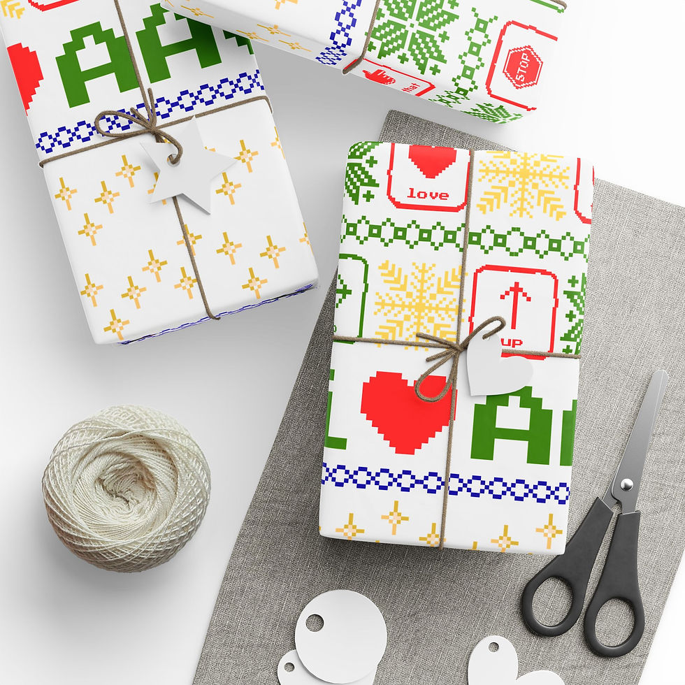 Miniatura: Wrapping/Bulletin Board Paper - "I Heart AAC" Ugly Christmas Sweater Pattern