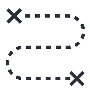 Clipart of a dotted path with an X at either end