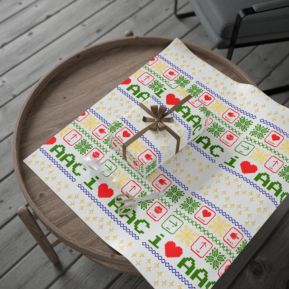 Miniatura: Wrapping/Bulletin Board Paper - "I Heart AAC" Ugly Christmas Sweater Pattern