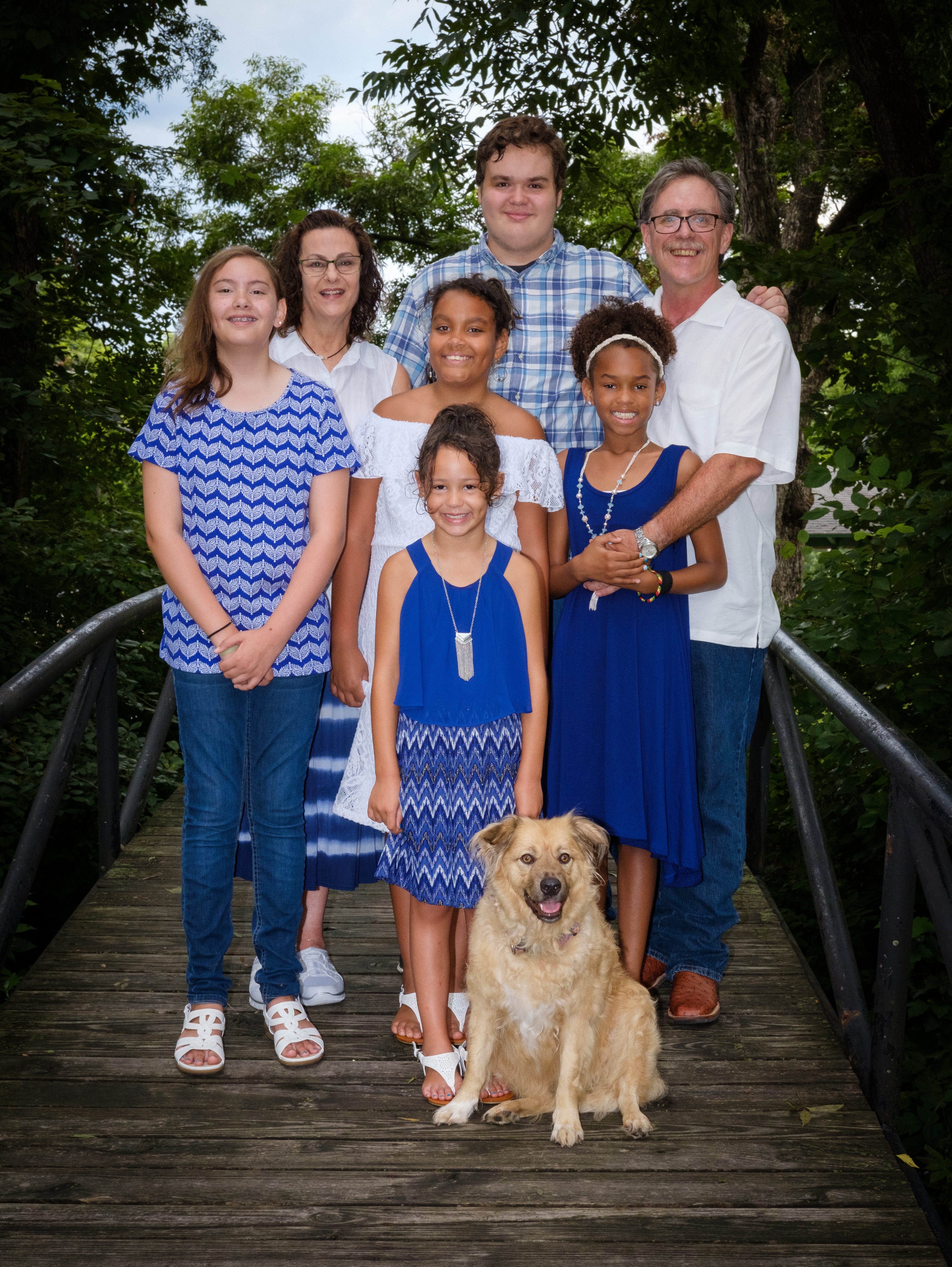 Family on stairs