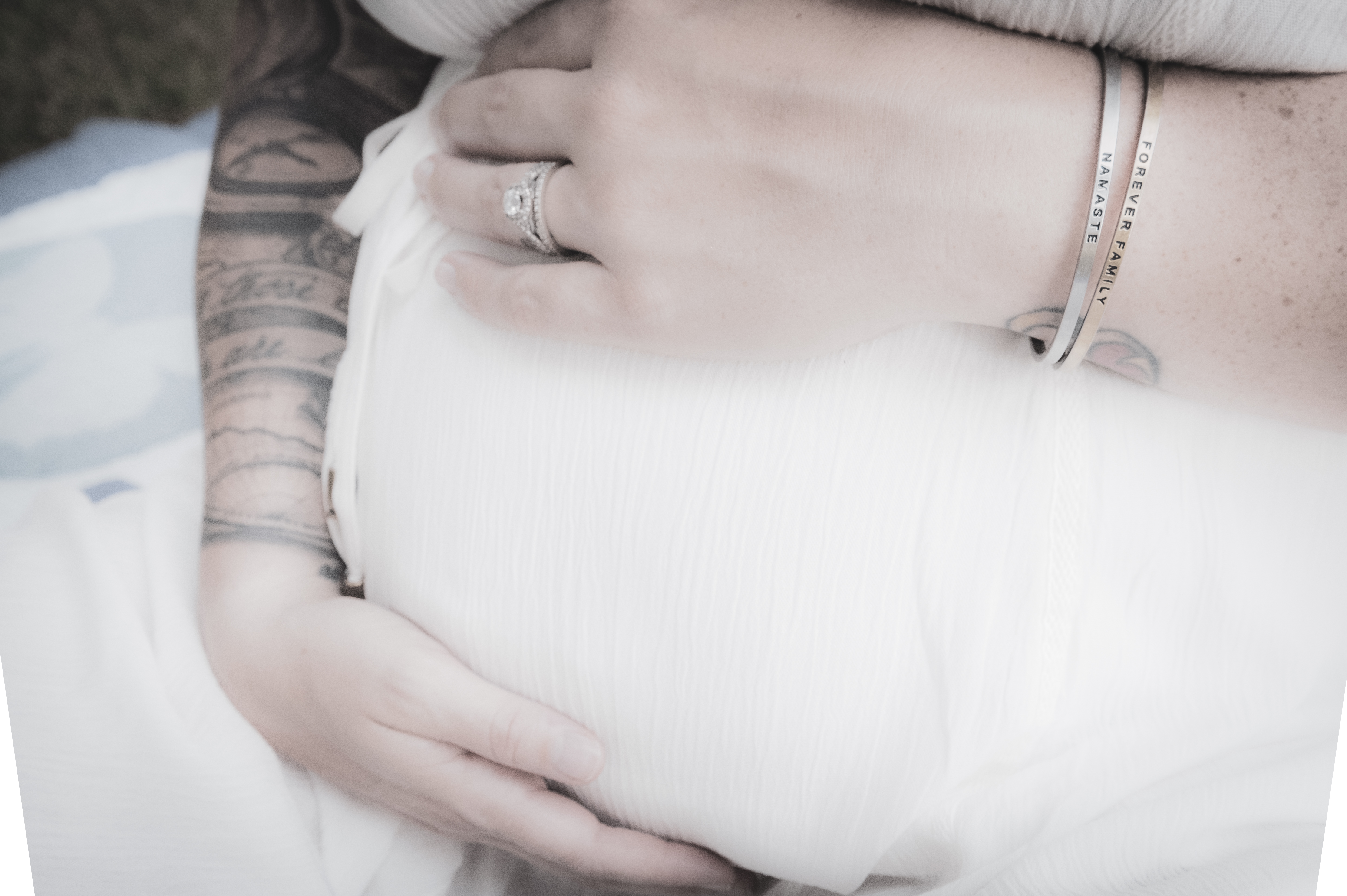 Woman cradling tummy