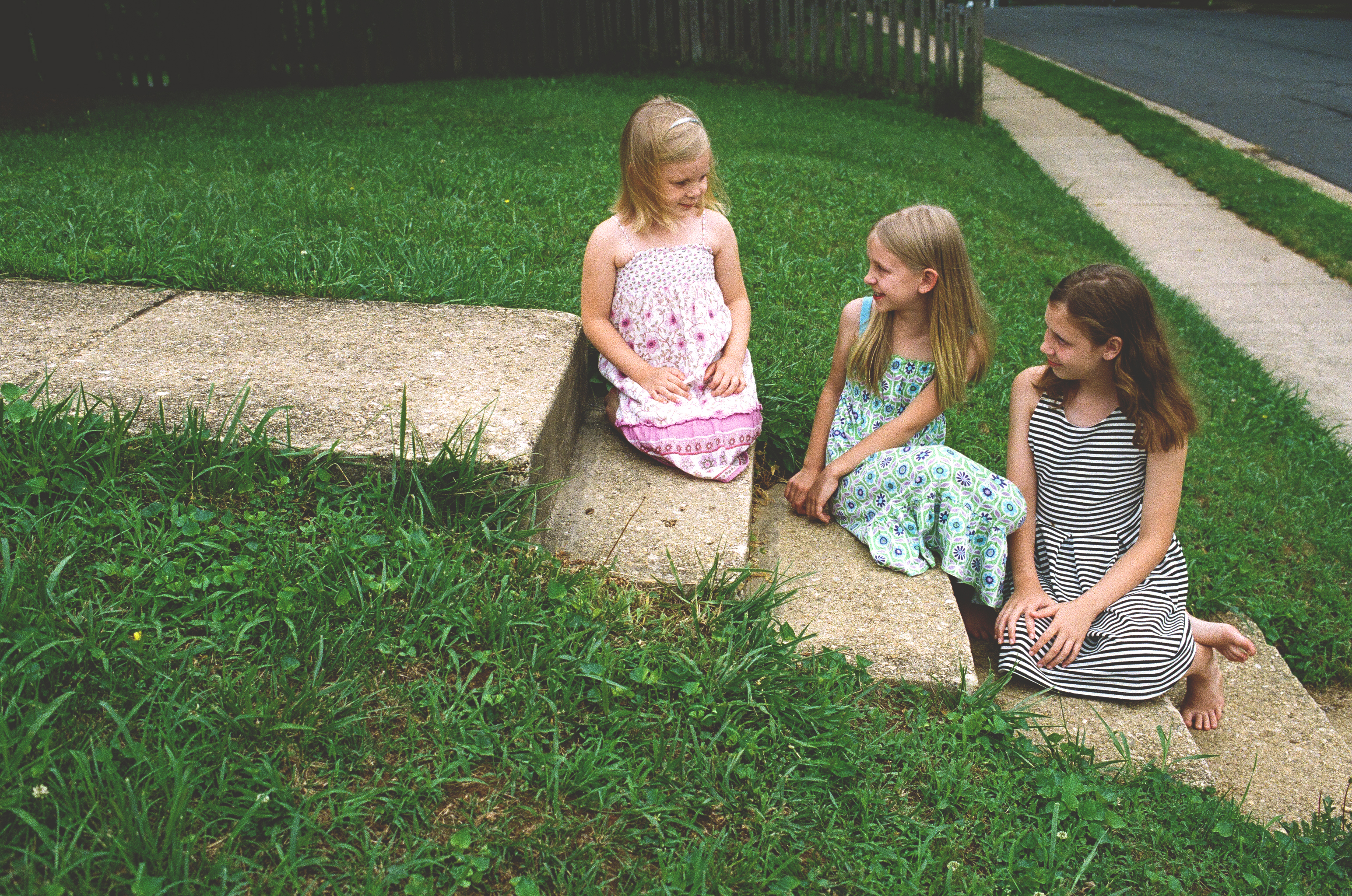 Little girls on steps