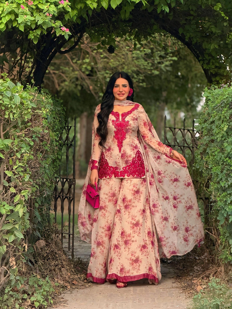Thumbnail: New Designer Collection In Heavy Faux Georgette Silk Top-Bottom And Dupatta Set 