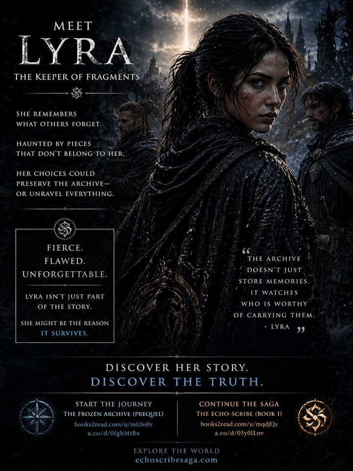 Archive Record featuring Lyra, the Keeper of Fragments from the Echo-Scribe Saga.