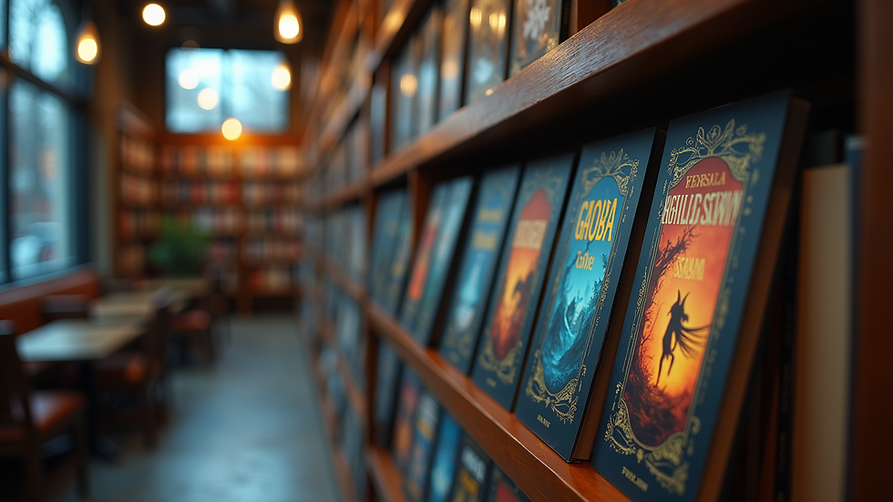 Eye-level view of a digital bookstore interface displaying fantasy ebooks