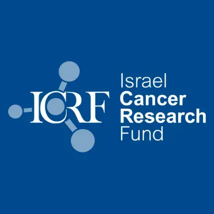 ICRF Israel Cancer Research Fund logo on a blue background