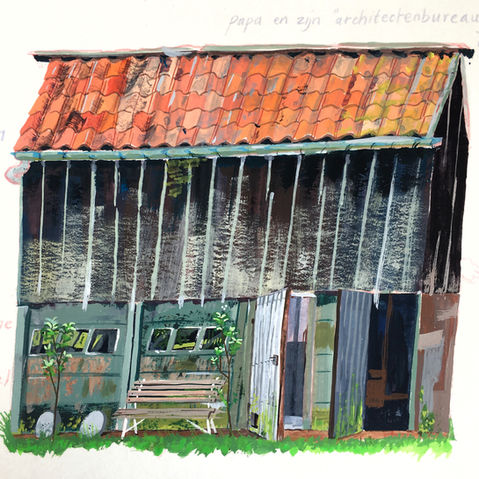 Pigeon cot by Anneka Robeyns acrylic gouache illustratie illustration flemish architecture