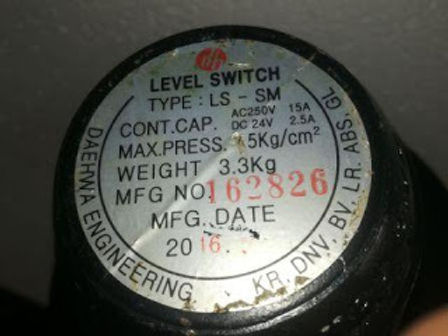 DAEHWA ENGINEERING LEVEL SWITCH TYPE LS SM AC250V DC24V WEIGHT 3.3KG KR DNV BV LR ABS GL Level Switc
