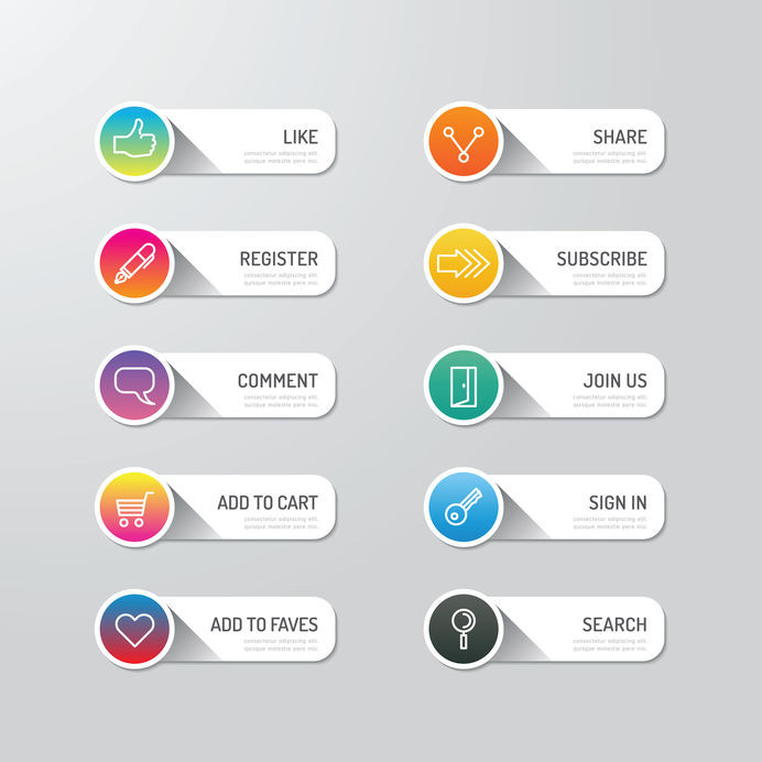 Make use of good web design to influence consumer behavior to your favor. Gradient call to action button set by ponsuwan.