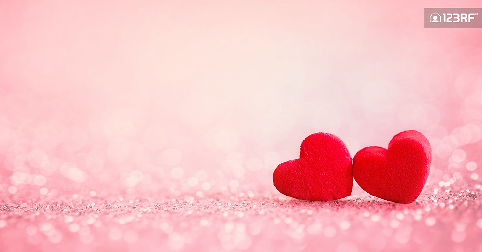 Stock Photo - The red Heart shapes on abstract light glitter background in love concept for valentines day with sweet and romantic moment