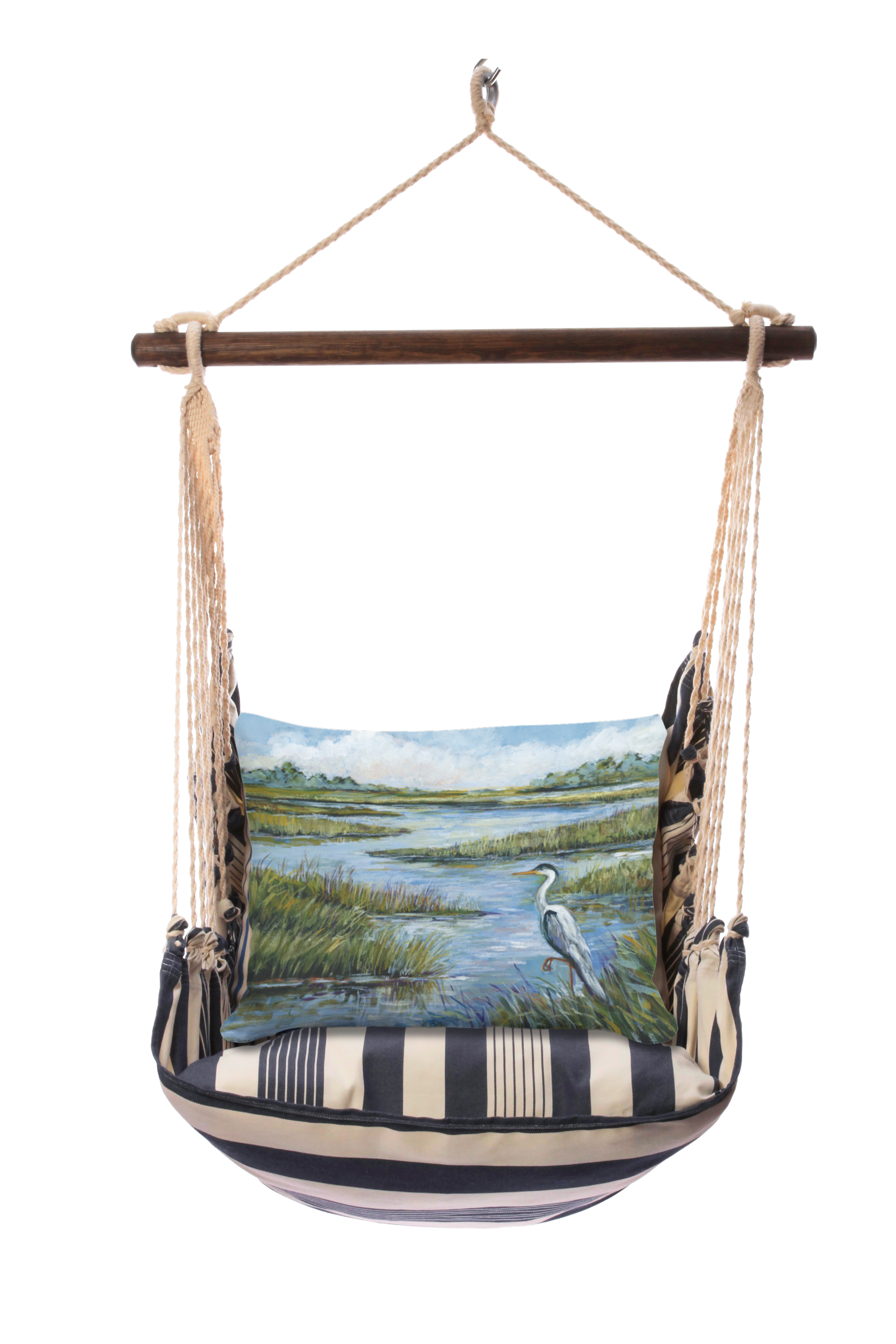 Hammock Swing 4-piece Set - Marina Stripe w/ Heron Marsh