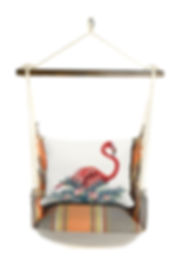 Hammock Swing 4-piece Set - Serene Sunset w/ Vivid Flamingo Pink pillow