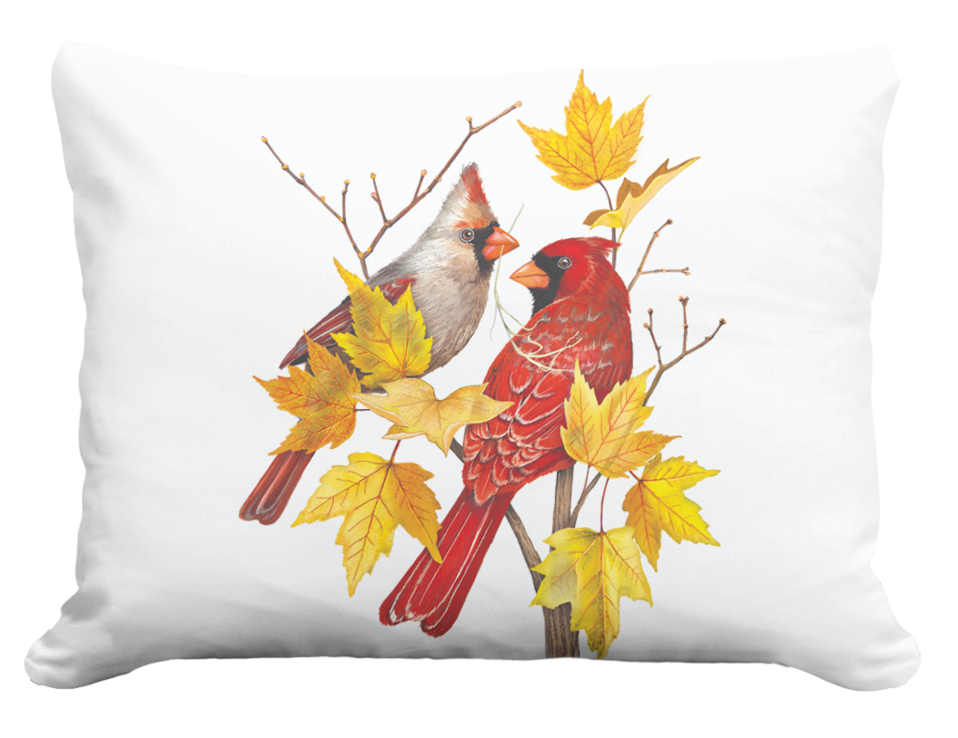 Pillow - Cardinals w/ Leaves