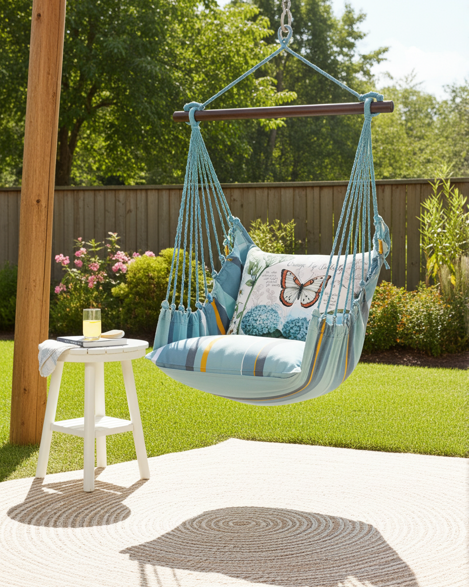 Thumbnail: Hammock Swing 4-piece Set - Azure Bay w/ Butterfly Study