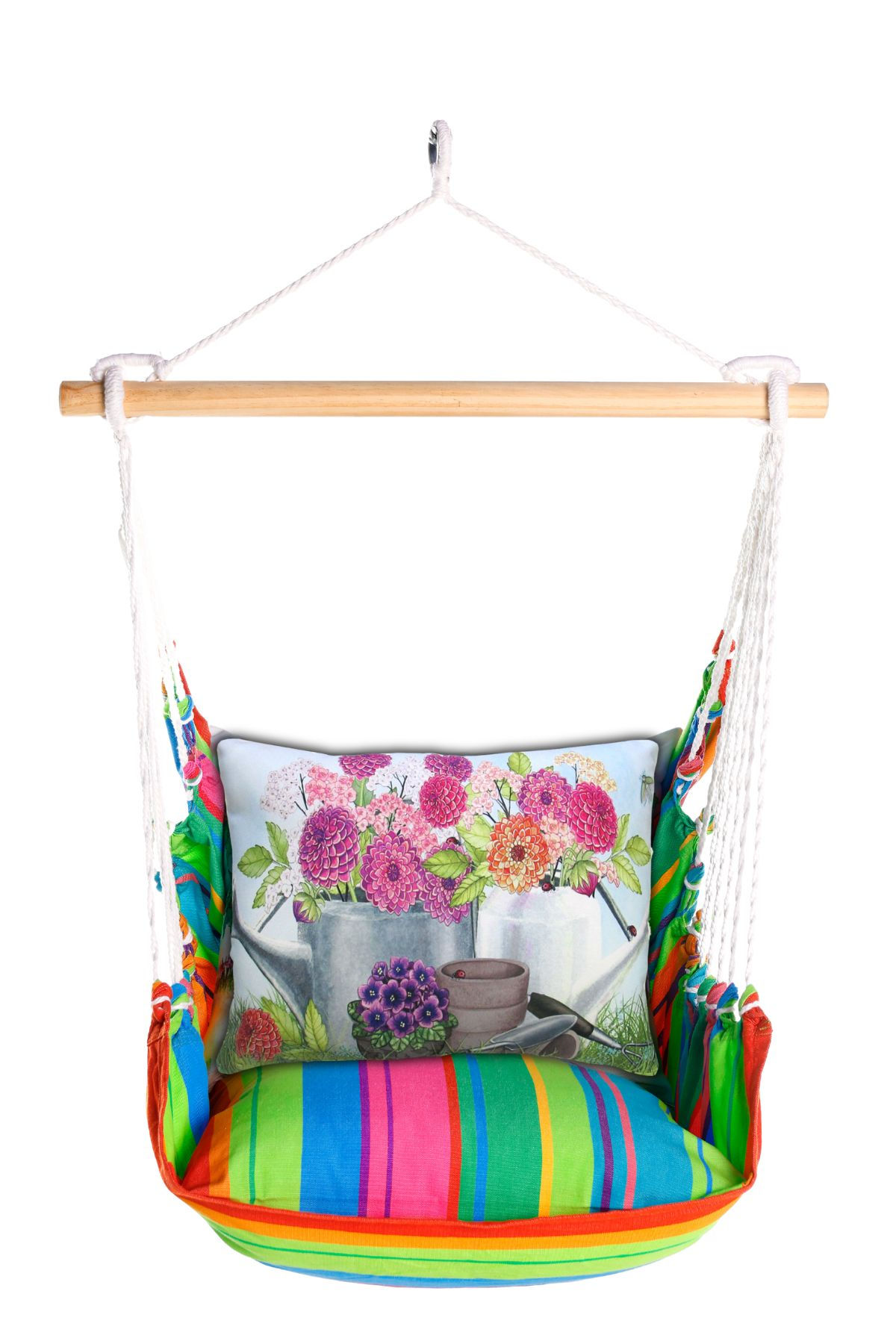 Hammock Swing 4-piece Set - Le Jardin Nouveau w/ Watering Can pillow