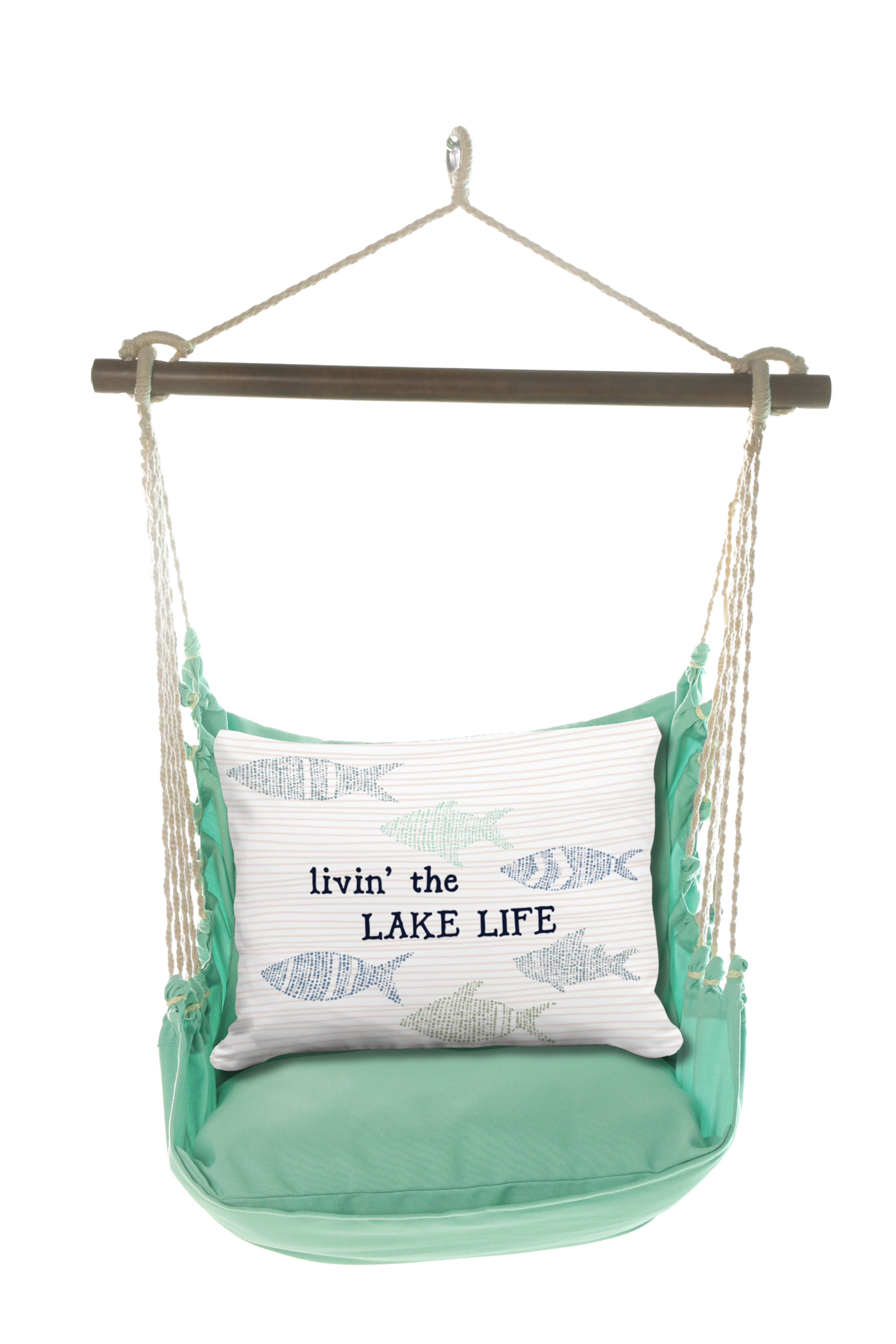 Hammock Swing 4-piece Set - Seafoam Green Solid w/ Lake Life Livin'
