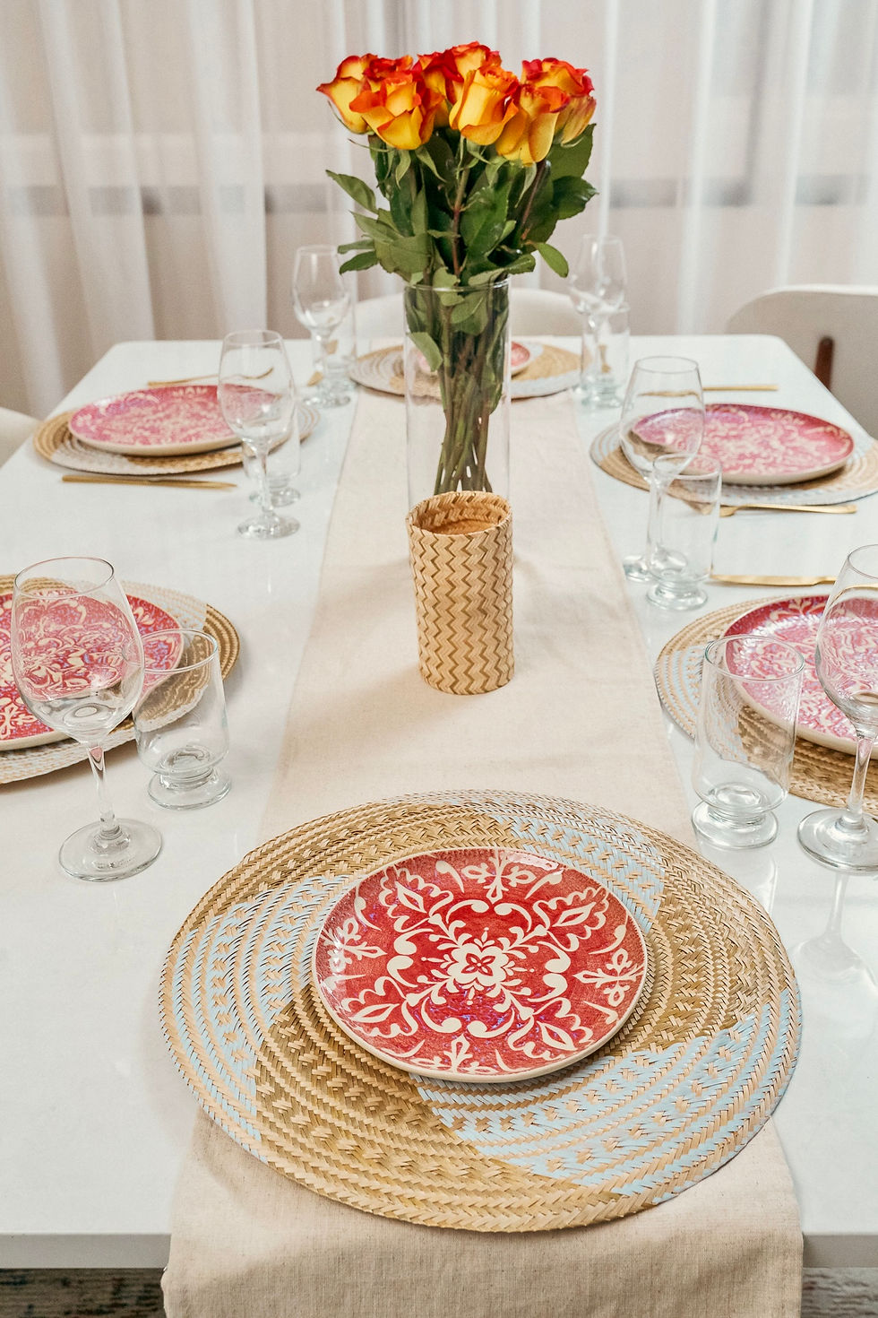 Thumbnail: Placemats - Woven Palm (Set of 4) - Spiral Gold