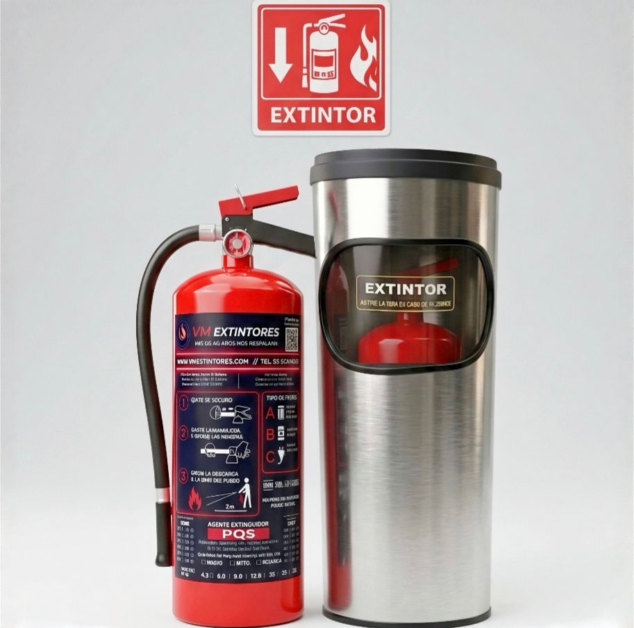 kit extintor polvo con porta extintor y señal