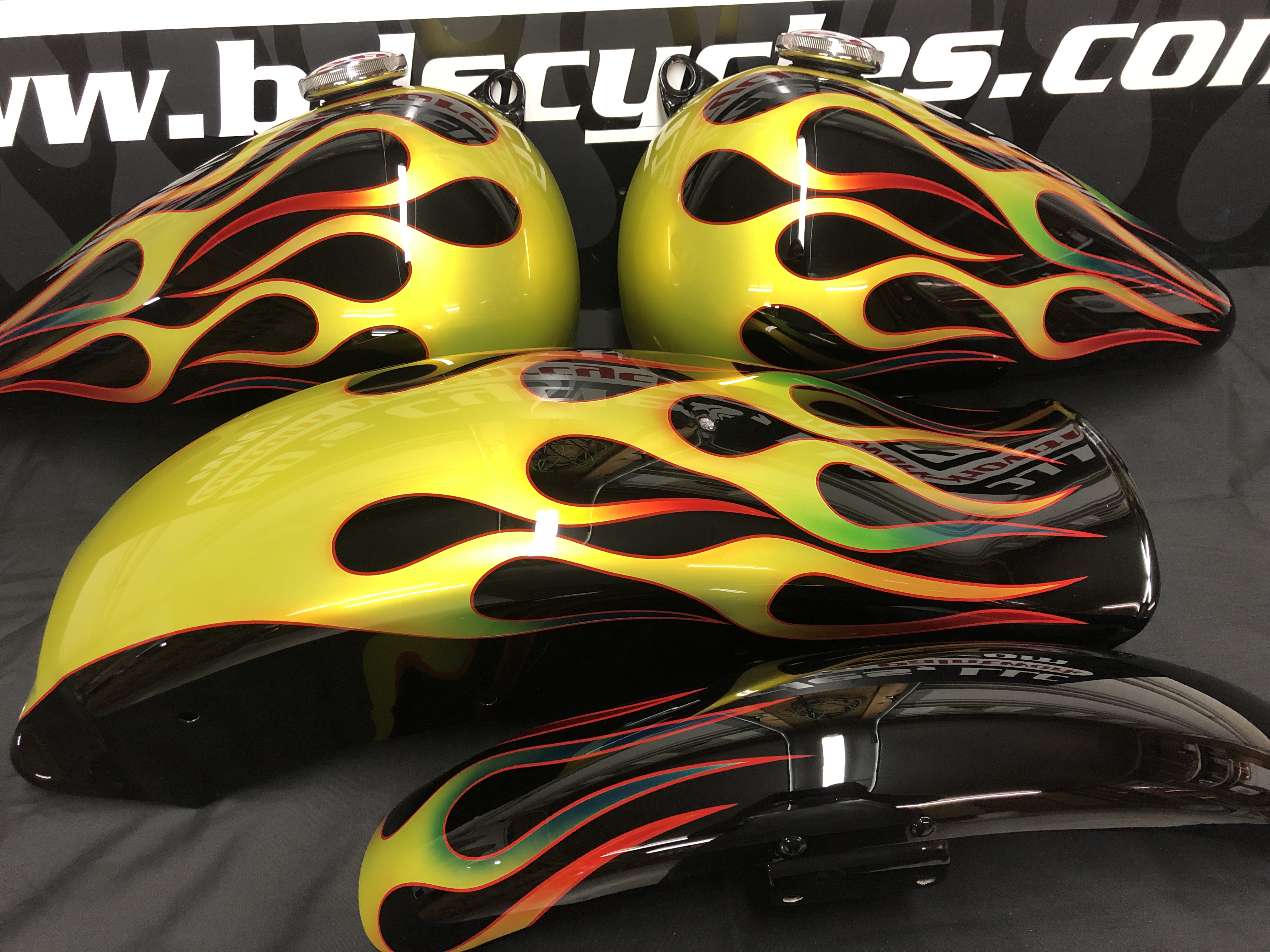 Harley candy flame paint job