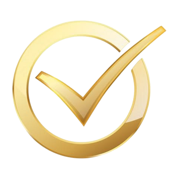Gold check mark icon inside a circle