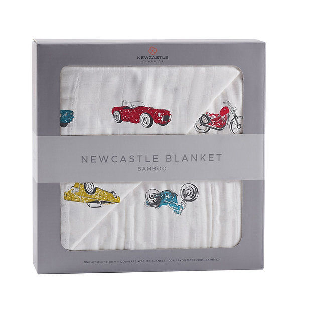 Vintage Muscle Cars and Motorcycles Bamboo Muslin Newcastle Blanket Preview