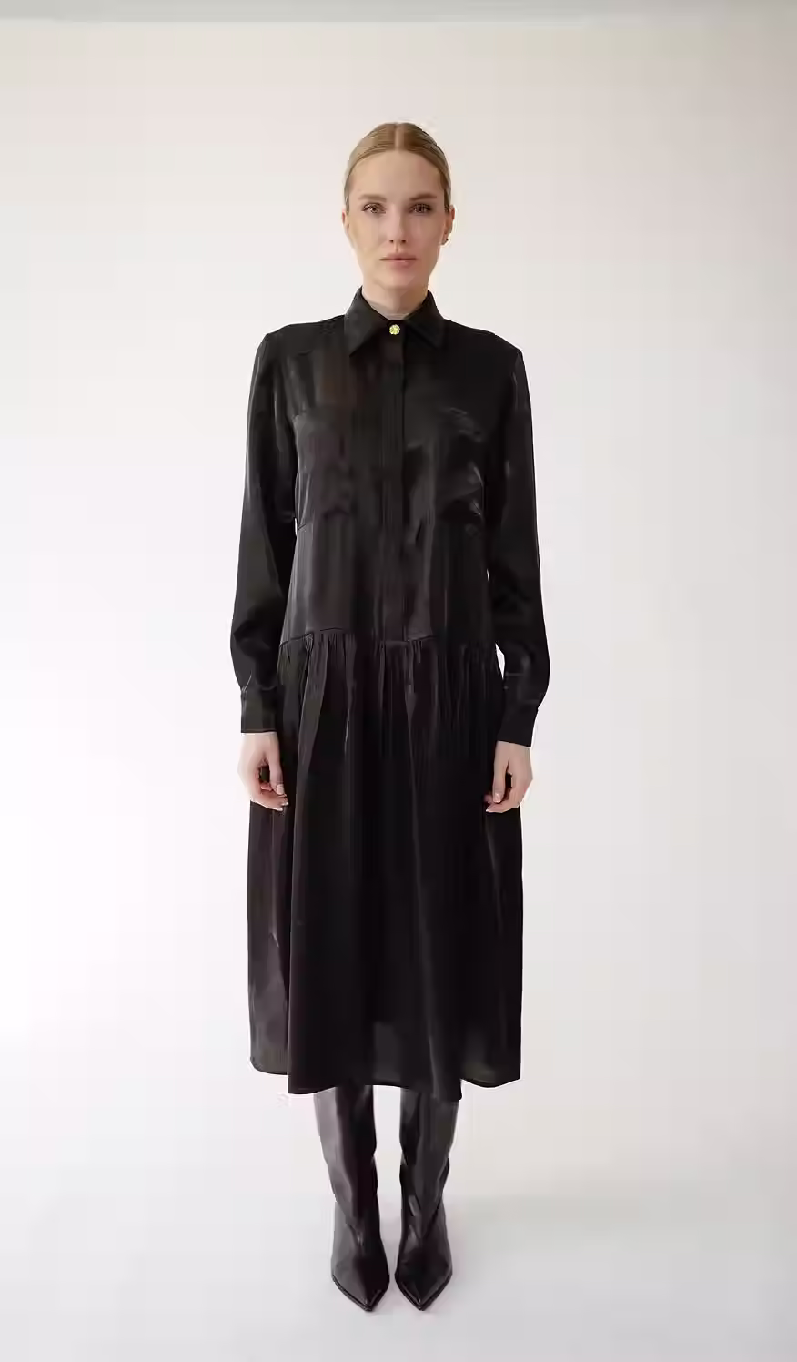 Pleated shirt dress