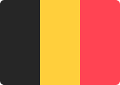 Flag of Belgium with vertical black, yellow, and red stripes.