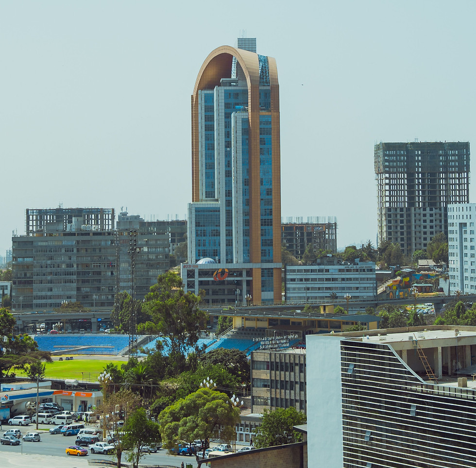 Modern business district in Addis Ababa, Ethiopia