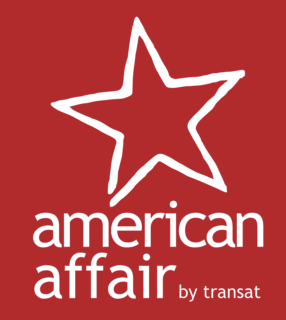 White star and the words american affair by transat on a red background.