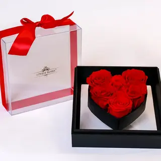 Small Square - Heart Acrylic Box | Lovely Roses