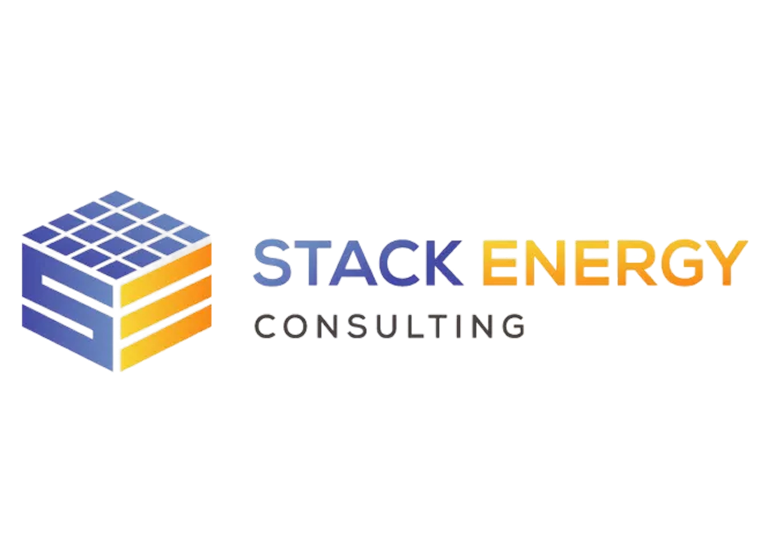 Logo for Stack Energy Consulting, featuring a blue and orange cube.